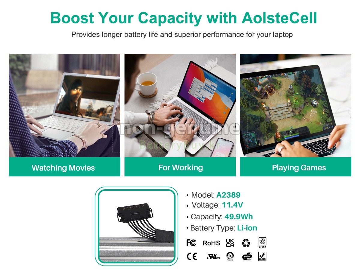 Apple A2389 대체 배터리