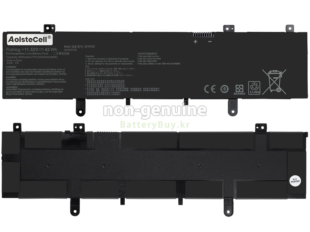 Asus B31N1632 대체 배터리
